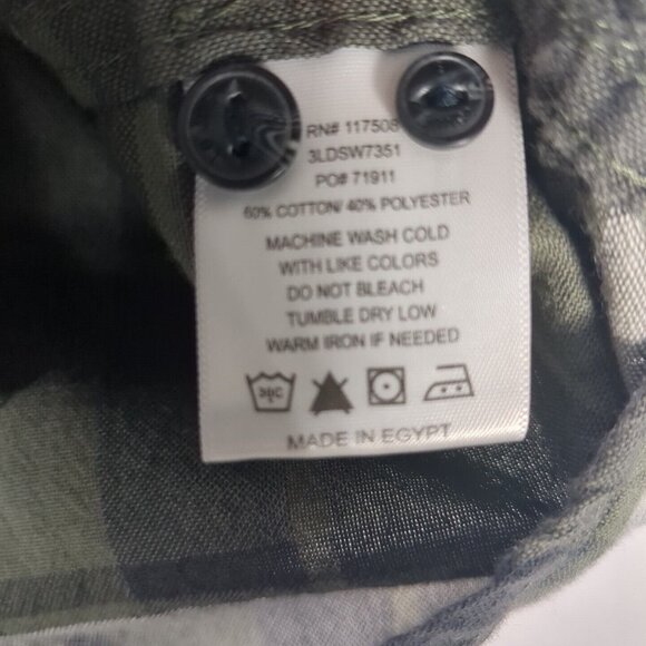 Levis Mens Small Green/Black/White Plaid Button Up Short Sleeve Shirt Vintage - Picture 6 of 6